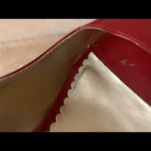 JS peep toe red patent pumps size  7.5 - Picture 5 of 5